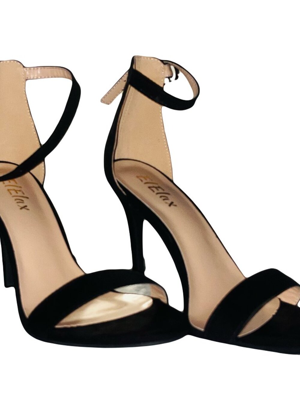 Black Suede Open-Toe Heels 7.5